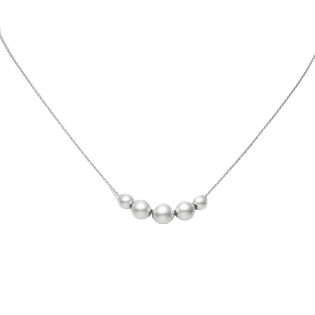 Mikimoto Pearls in Motion Five Pearl Station Necklace in 18k white gold