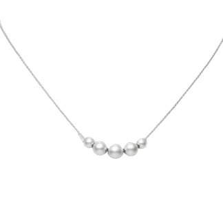 Mikimoto Pearls in Motion Five Pearl Station Necklace in 18k white gold