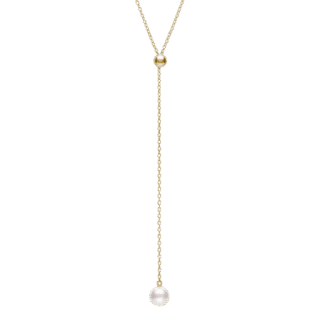 Akoya Pearl Lariat Pendant in 18k Yellow Gold