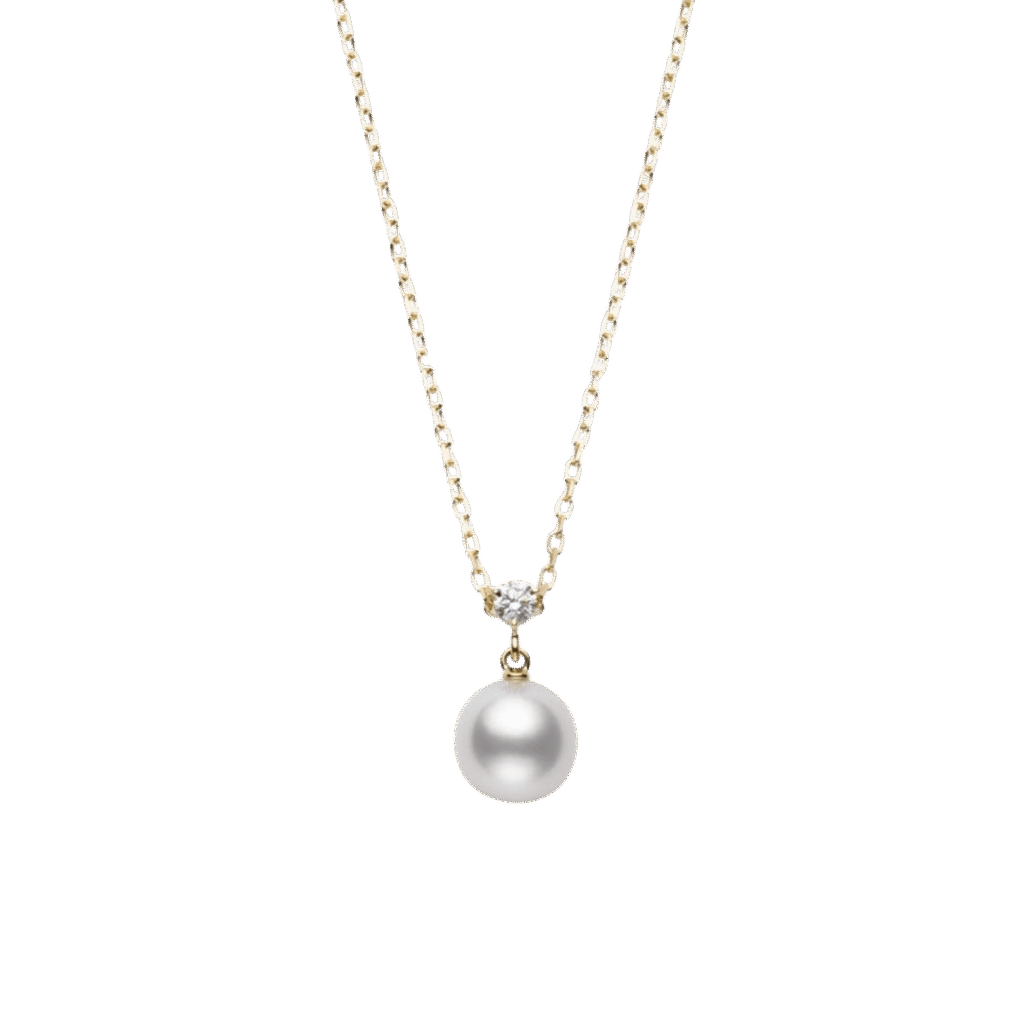 Akoya Cultured Pearl and Diamond Pendant in 18K Yellow Gold