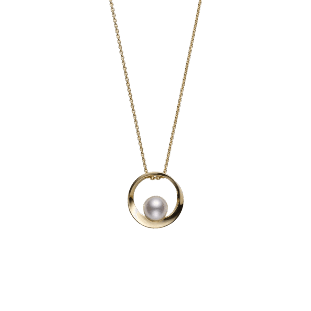 Mikimoto Akoya Pearl Circle Pendant in 18K Yellow Gold