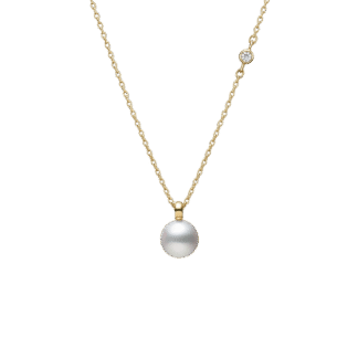Mikimoto Classic Akoya Cultured Pearl with Diamond Pendant in 18K Yellow Gold