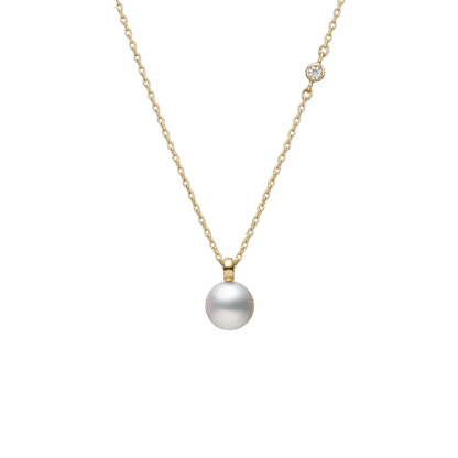 Mikimoto Classic Akoya Cultured Pearl with Diamond Pendant in 18K Yellow Gold