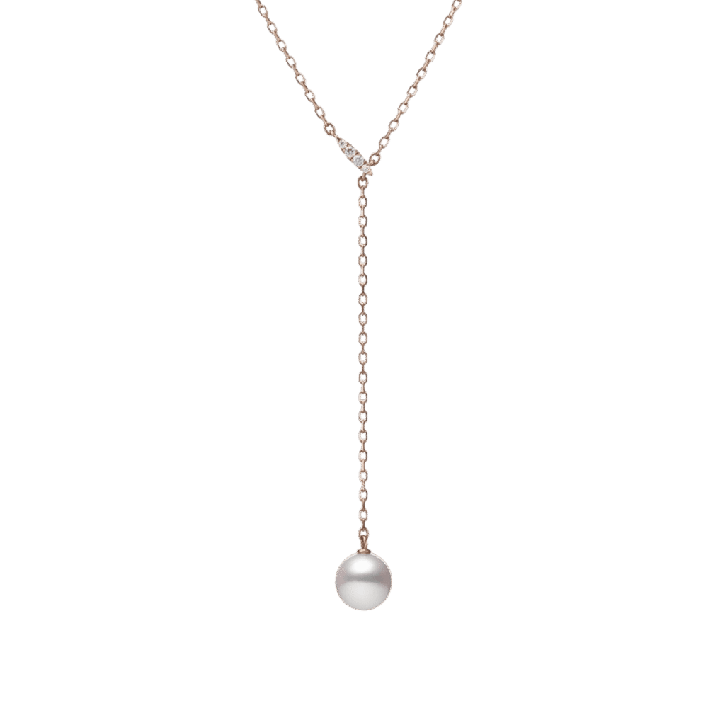 Classic Akoya Cultured Pearl Drop Pendant in 18K Pink Gold