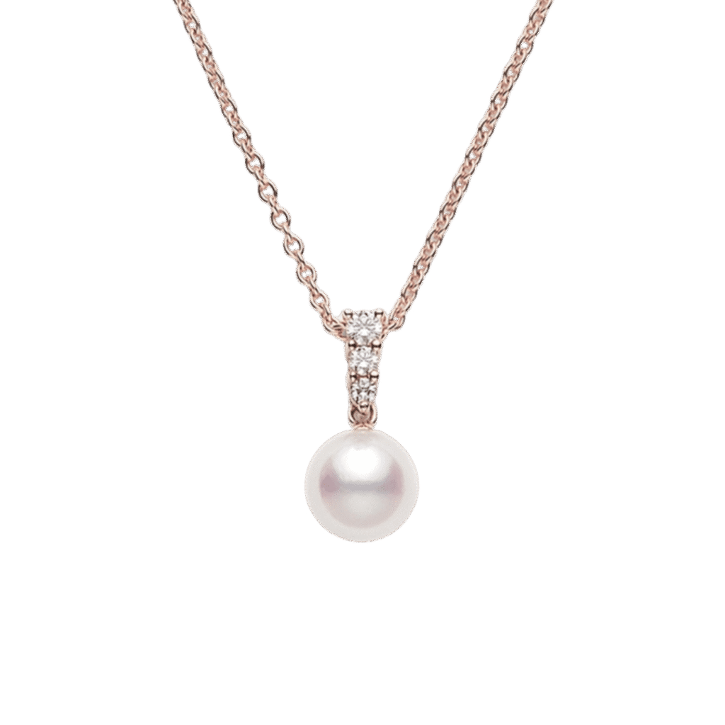 Morning Dew Akoya Cultured Pearl Pendant – 18K Pink Gold