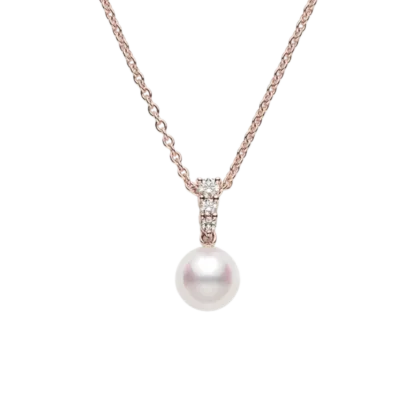 Morning Dew Akoya Cultured Pearl Pendant – 18K Pink Gold