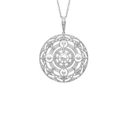 Mikimoto Akoya Pearl and Diamond Pendant Necklace