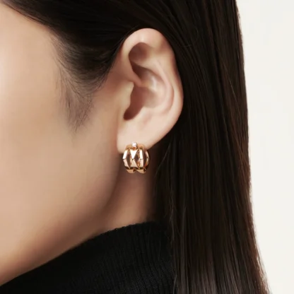 M Signature Diamond Earrings in 18K Pink Gold