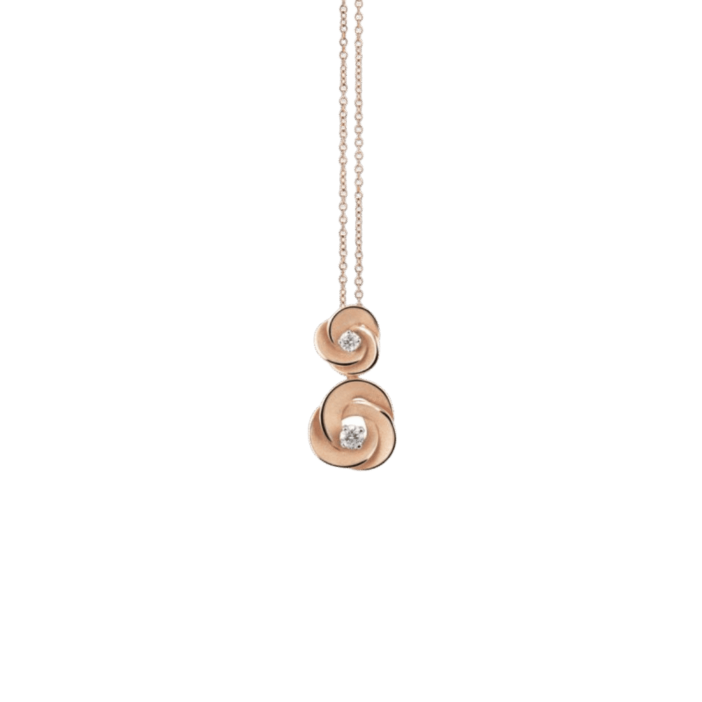 Desert Rose 2 Flowers Pendant in 18k Rose Champagne Gold