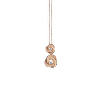 Desert Rose 2 Flowers Pendant in 18k Rose Champagne Gold
