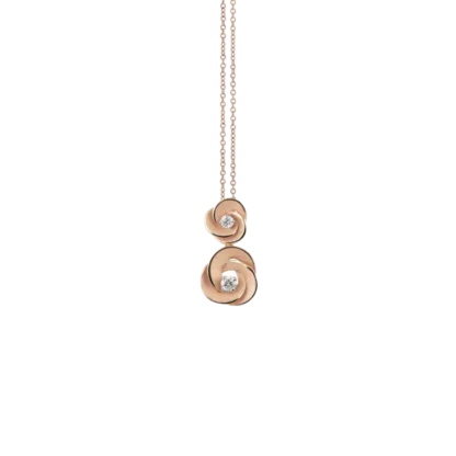 Desert Rose 2 Flowers Pendant in 18k Rose Champagne Gold