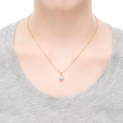 Mikimoto Akoya Cultured Pearl and Diamond Pendant in 18K Yellow Gold