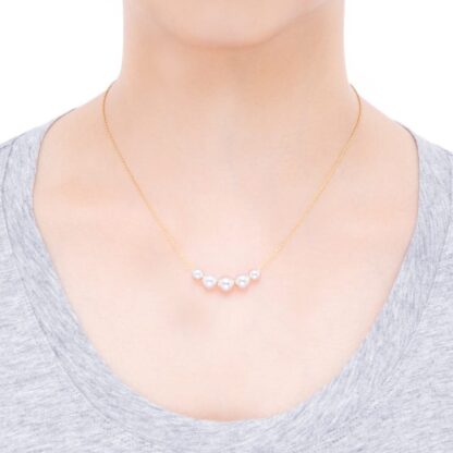 Pearls in Motion Five Pearl Station Necklace in 18k Yellow Gold - model