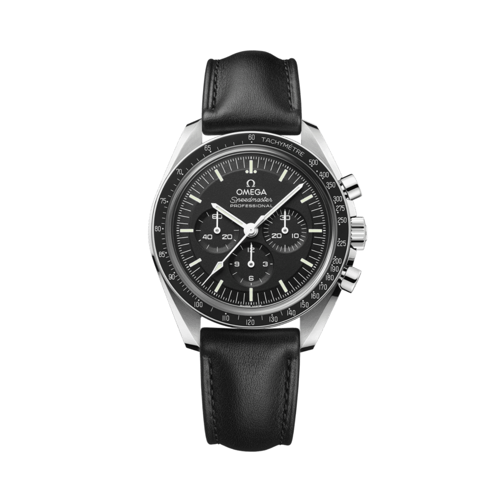 Speedmaster Moonwatch Professional 42 mm, steel on leather strap