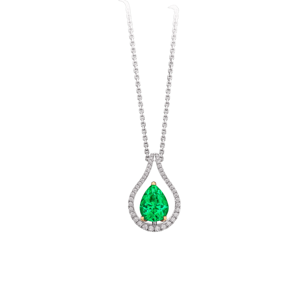 Luna Emerald Pendant in 19K White Gold