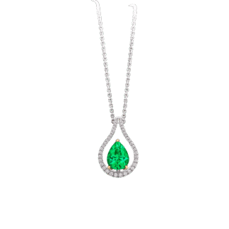 Luna Emerald Pendant in 19K White Gold