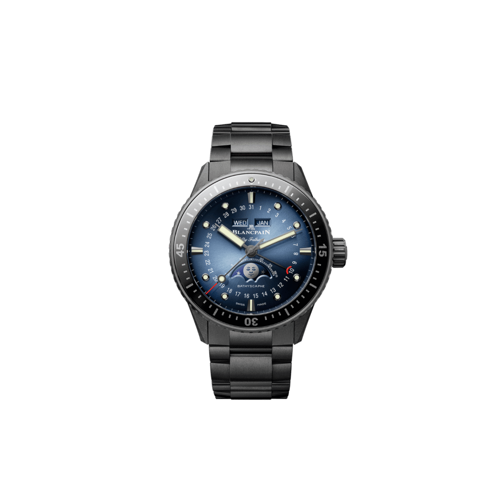 Bathyscaphe Quantième Complet Phases de Lune, Blue Dial