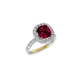 Halo Red Garnet & Diamond Ring