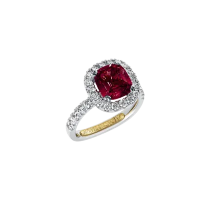 Halo Red Garnet & Diamond Ring