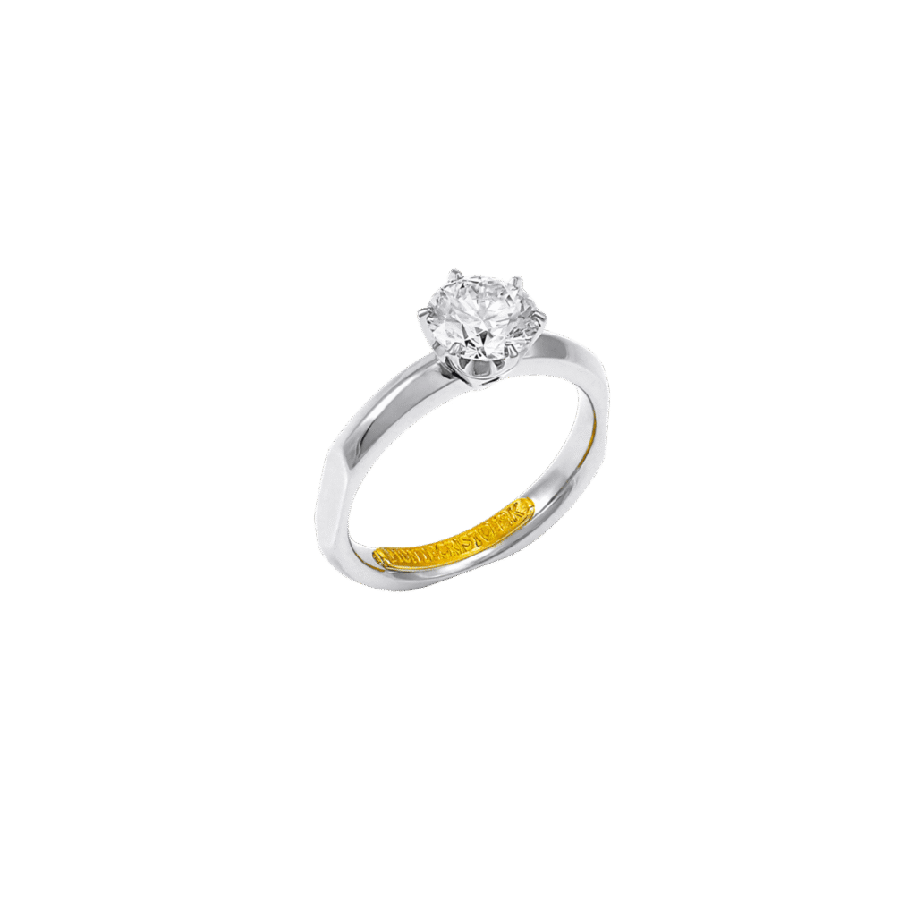 Diamond Solitaire Ring in 19K White Gold
