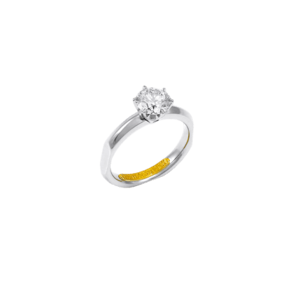Diamond Solitaire Ring in 19K White Gold