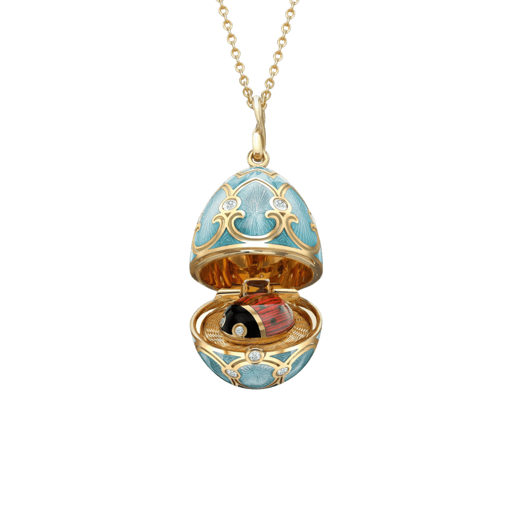 Heritage Yellow Gold Diamond & Turquoise Guilloché Ladybird Surprise Locket
