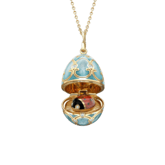 Heritage Yellow Gold Diamond & Turquoise Guilloché Ladybird Surprise Locket