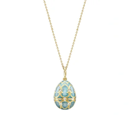 Heritage Yellow Gold Diamond & Turquoise Guilloché Ladybird Surprise Locket - closed pendant