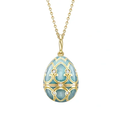 Heritage Yellow Gold Diamond & Turquoise Guilloché Ladybird Surprise Locket - closed