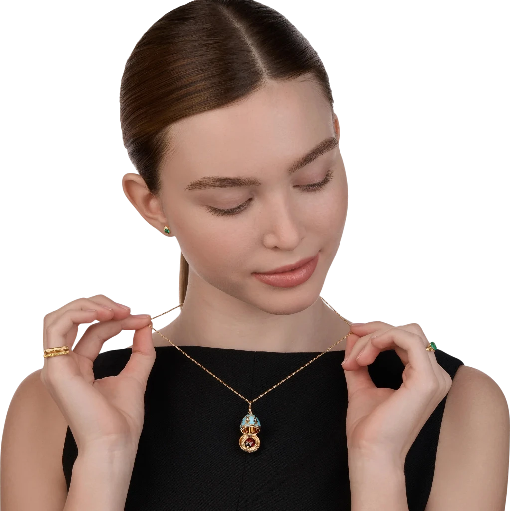 Fabergé Heritage Yellow Gold Diamond & Turquoise Guilloché Ladybird Surprise Locket - Image 6