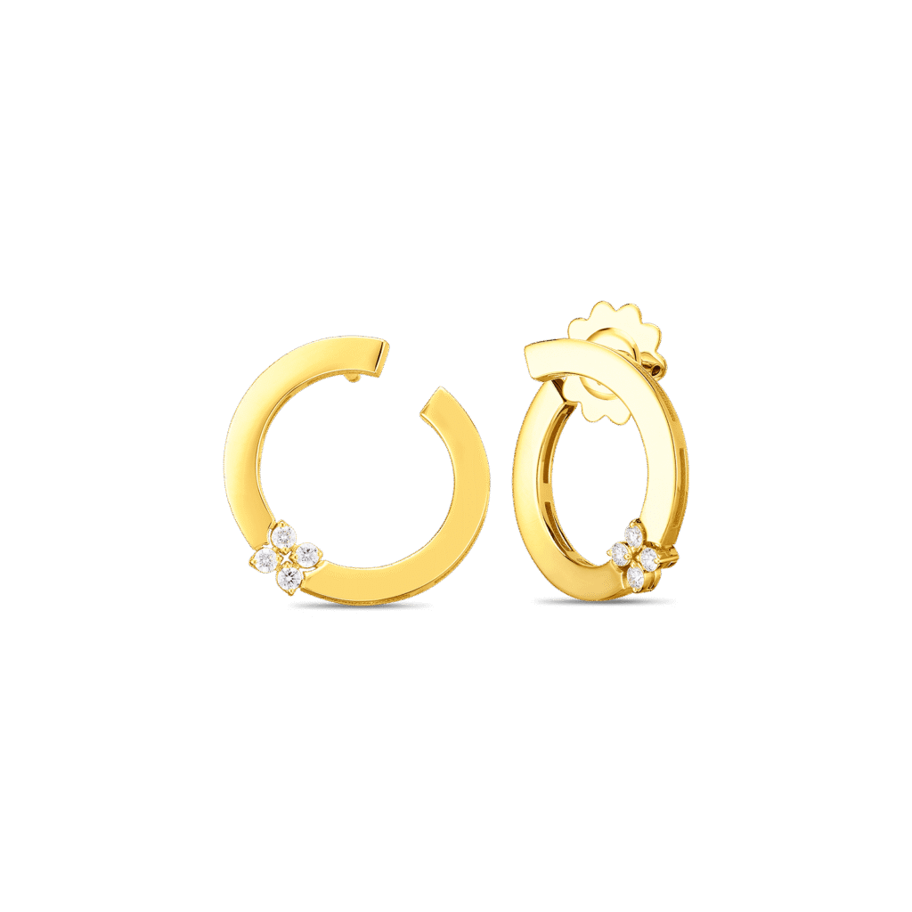 Love In Verona Yellow Gold and Diamond Flower Hoop Earrings