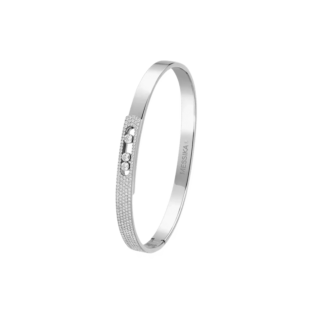 Move Noa Semi-Pavé Bangle White Gold Diamond Bracelet