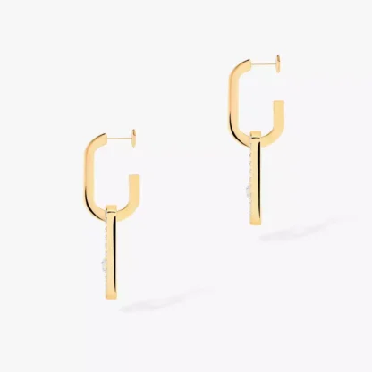 Move Link Yellow Gold Diamond Earrings - Image 2