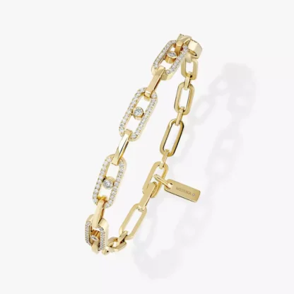 Move Link Multi Yellow Gold Diamond Bracelet - Image 2