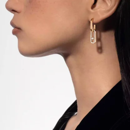 Move Link Yellow Gold Diamond Earrings - Image 3