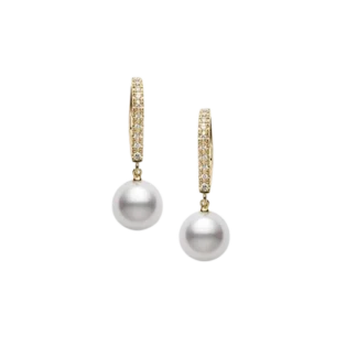 Mikimoto Classic Collection Diamond Akoya Pearl Earrings