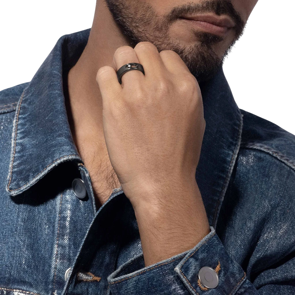 Messika "Move'" Collection Titanium Graphite & Diamond Ring - Image 2