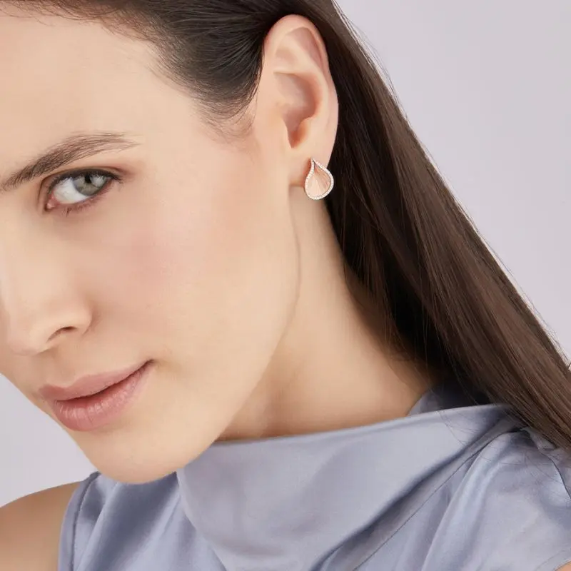 Goccia Earrings in 18Kt Pink Champagne Gold with Diamonds - Image 3