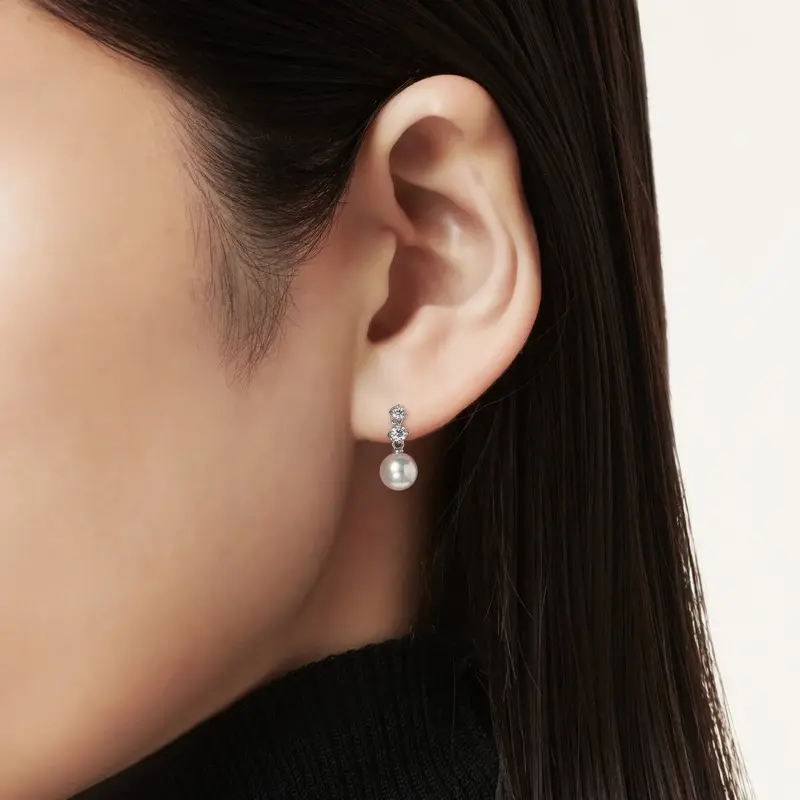 Mikimoto Morning Dew Akoya Cultured Pearl Drop Earrings - Image 2
