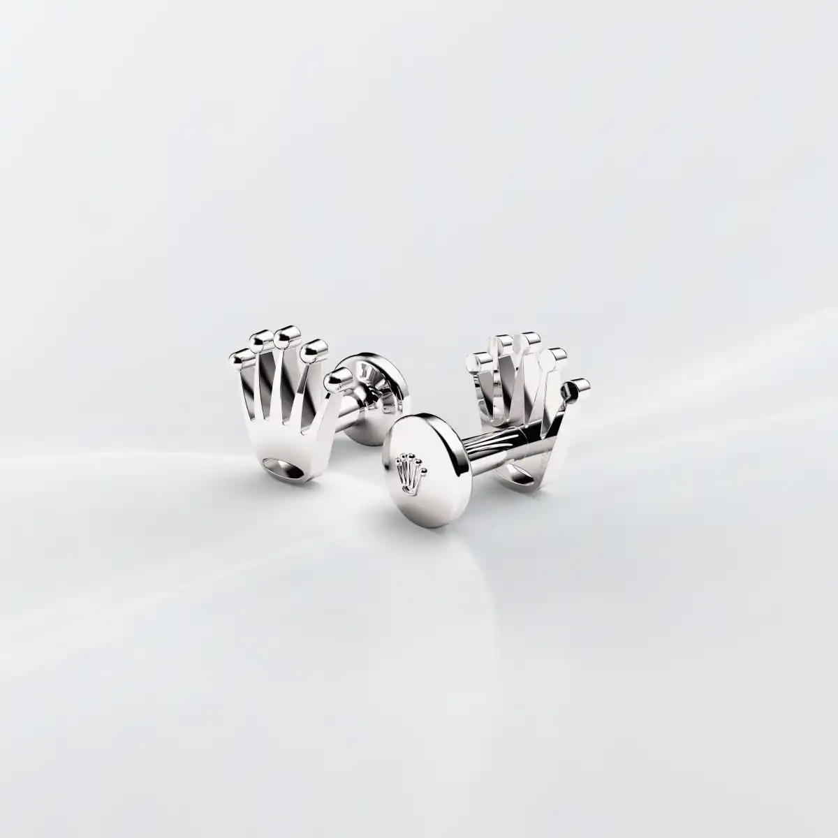 Rolex ‘Crown’ cufflinks in White gold 18 ct white gold , a1019 at Montecristo Jewellers