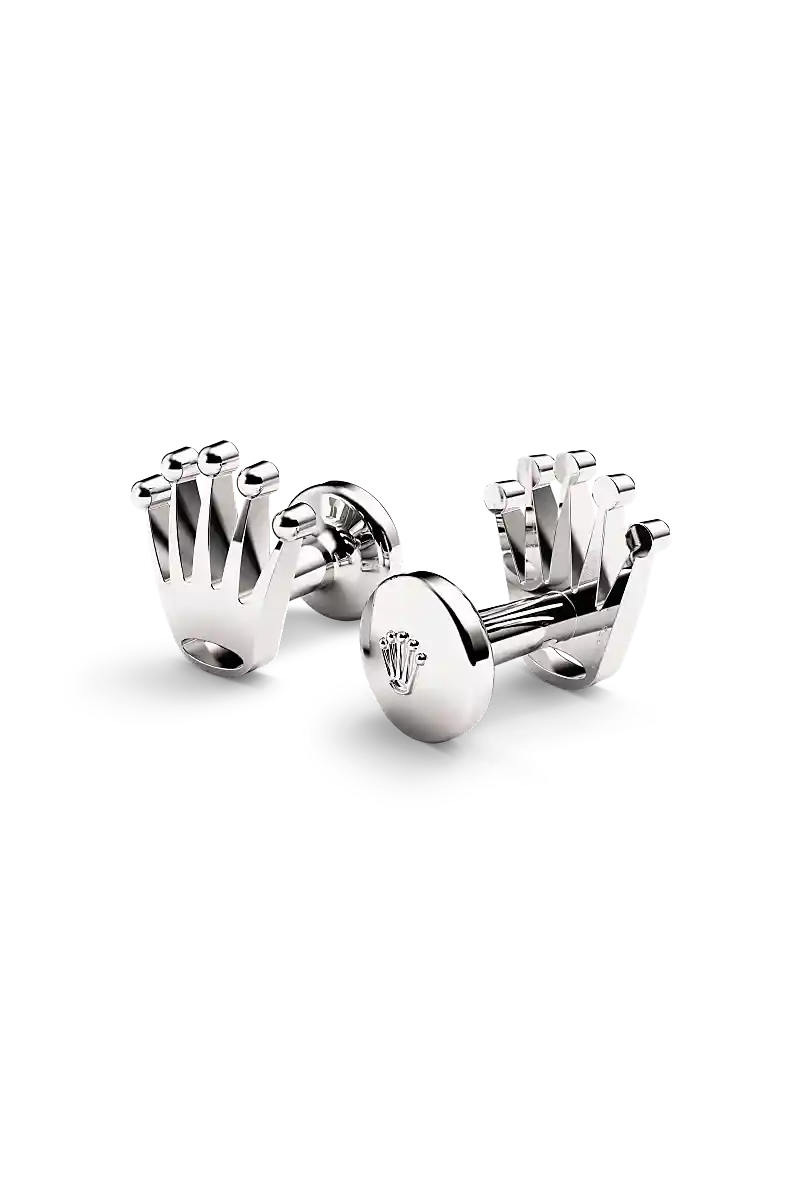 Rolex ‘Crown’ cufflinks in White gold a1019- Montecristo Jewellers