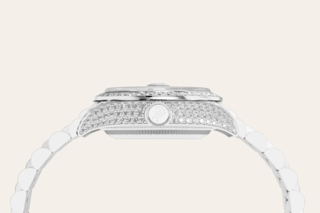 Rolex Lady-Datejust in 18 ct white gold with case sides and lugs set with diamonds M279459RBR-0001- Montecristo Jewellers
