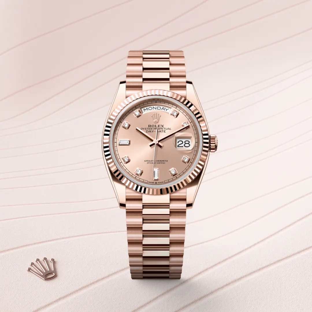 Rolex Day-Date in 18 ct Everose gold M128235-0009- Montecristo Jewellers