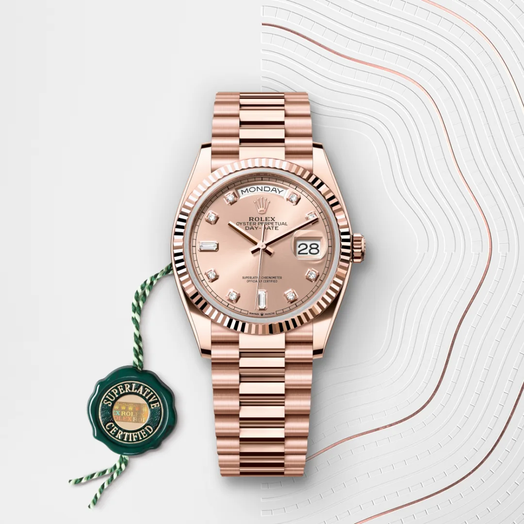 Rolex Day-Date in 18 ct Everose gold M128235-0009- Montecristo Jewellers