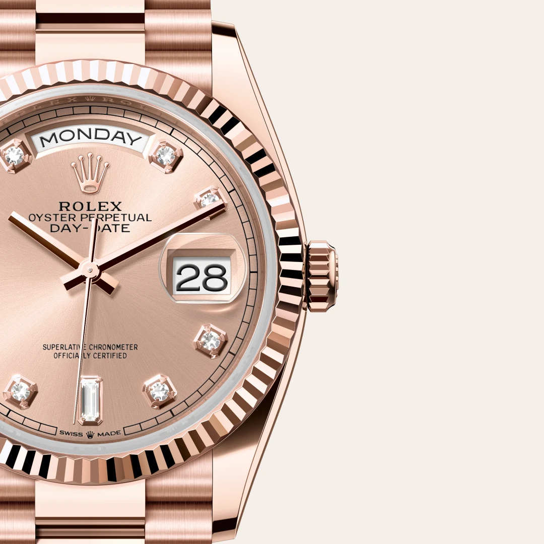 Rolex Day-Date in 18 ct Everose gold M128235-0009- Montecristo Jewellers